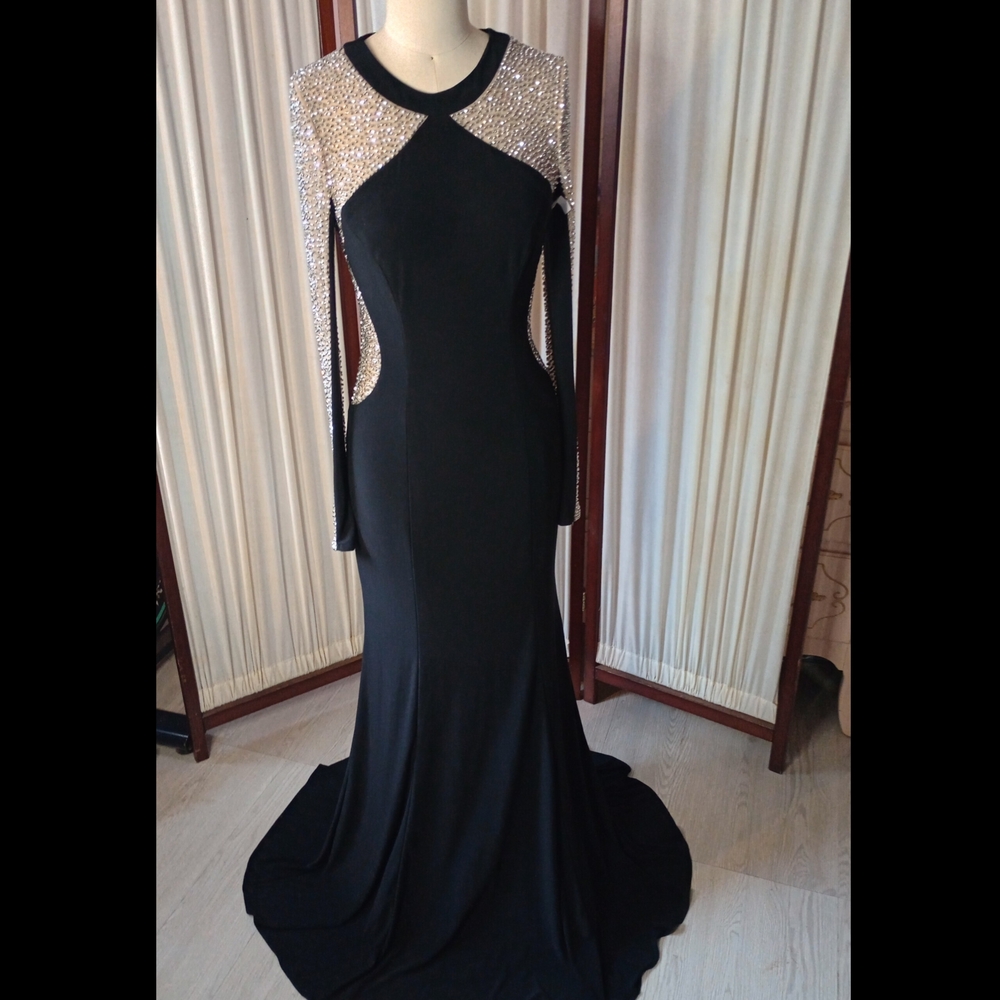 Elegant Black and Silver Evening Gown